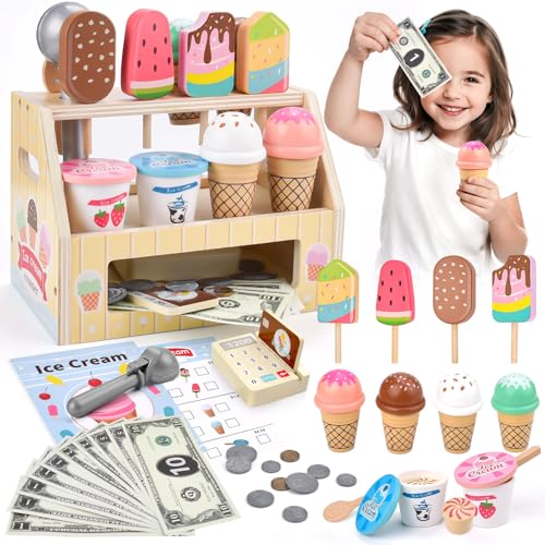Qufby Gelateria in Legno, Set da Gelateria da 46 PCS,