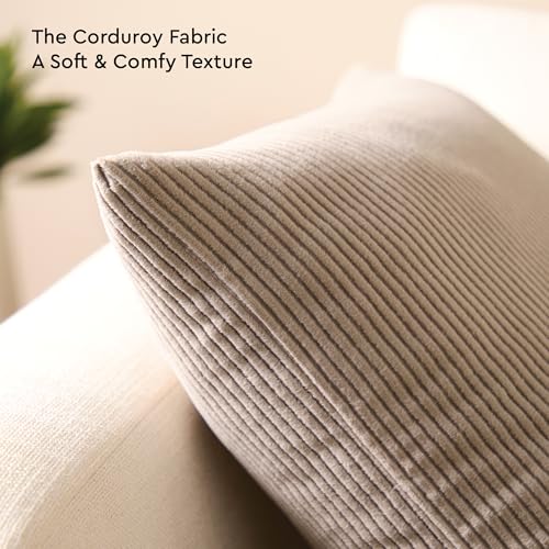 Image of Encasa XO Corduroy Cushion Covers, Boho Pillow Covers, No Inserts Taupe