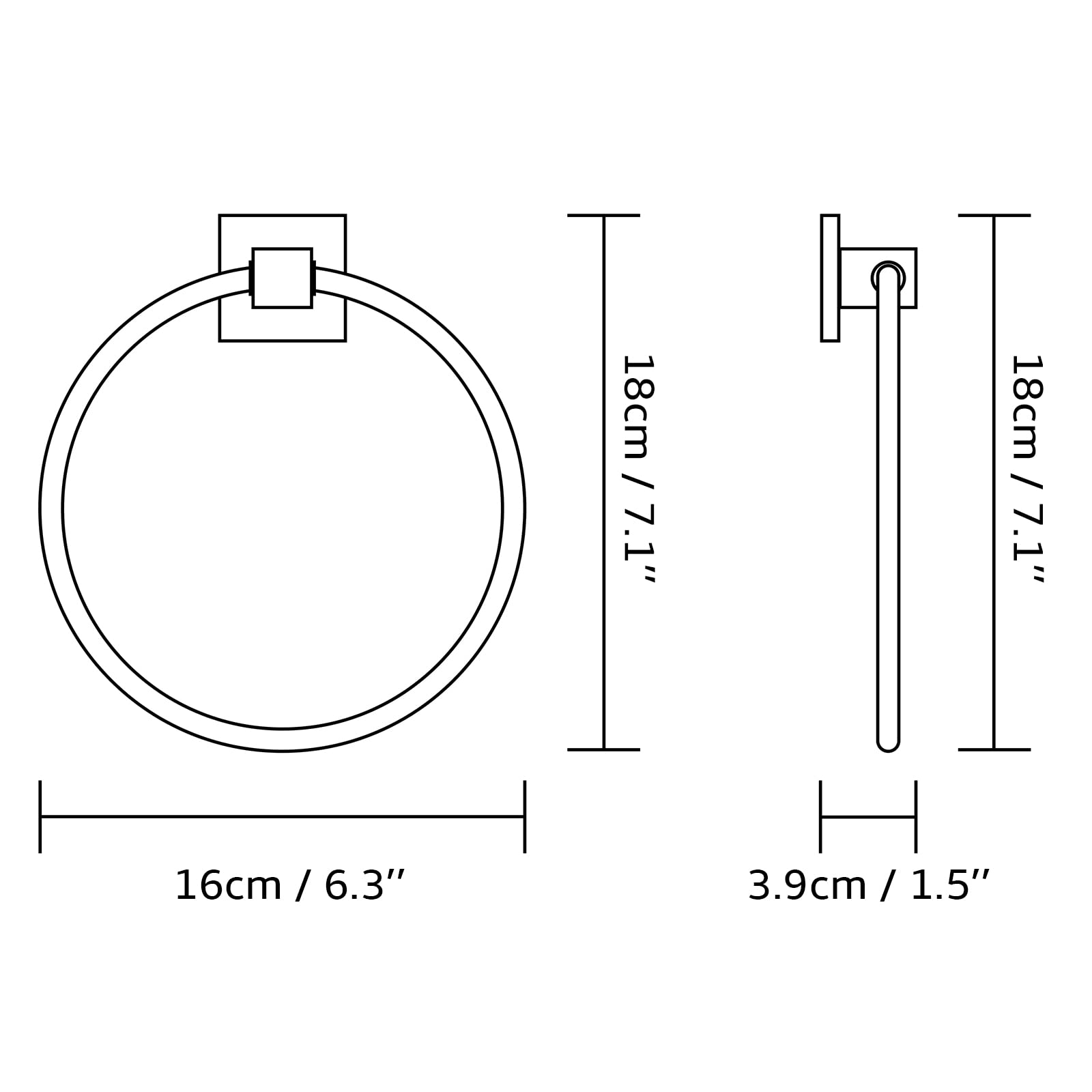 BVL Portasciugamani ad anello in nichel spazzolato, porta asciugamani ad anello per bagno e cucina, porta asciugamani rotondo in metallo da parete, confezione da 2 pezzi, 206322