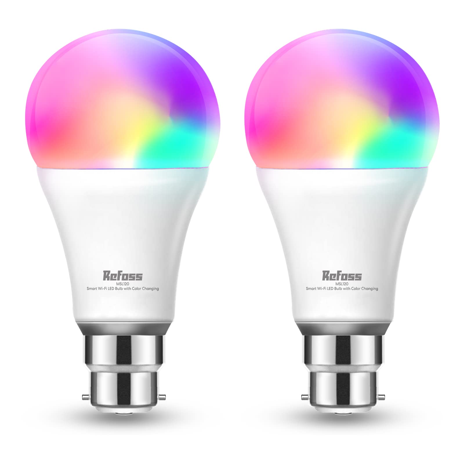 Refoss Smart Light Bulb Alexa b22 Bayonet WiFi Led Bulb 9W with Colour Changing Light, 810LM Dimmable (Warm/Cool) Smart Bulbs Works with Alexa(Echo and Echo Dot), Google Home - 2 Pack