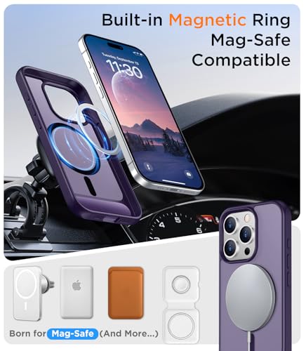 Image of Magnetic Compatible with iPhone 15 Pro Max Case, [Built-in Invisible Kickstand][Compatible with MagSafe] [Military Grade Shockproof] Slim Translucent Matte Phone Case for iPhone 15 Pro Max 6.7 inch