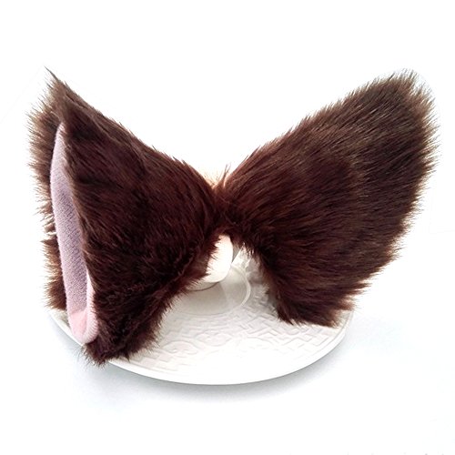 Sheicon Cat Ears Furry Neko Ears Headband Hair Clip Hairband Headwear Anime Cosplay For Halloween Cosplay Party Color Brown