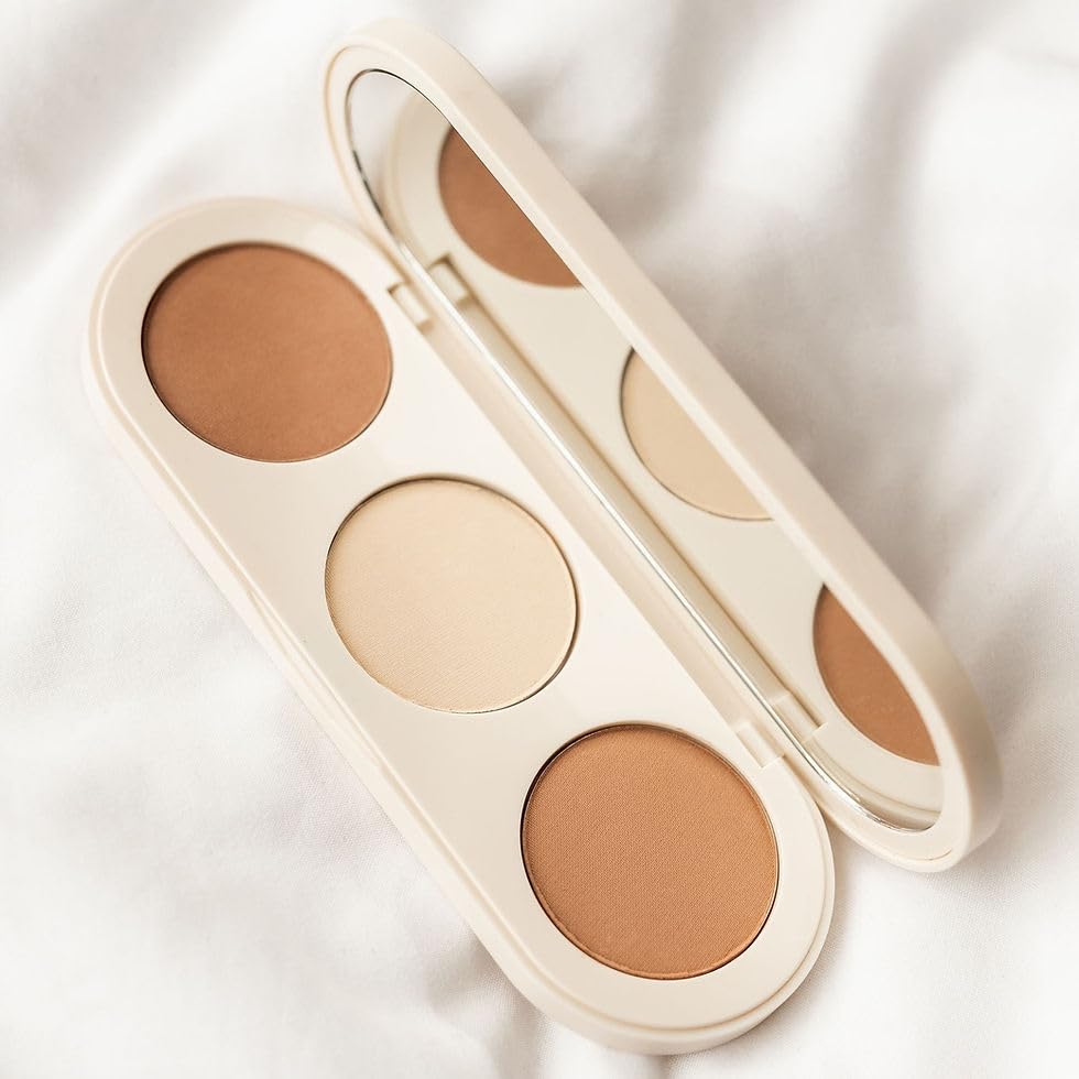 Miniatura 3 de FARMASI Paleta facial de maquillaje, sombra de ojos trío, escultura facial de larga duración, colorete e iluminador en polvo, bronceador de sombra