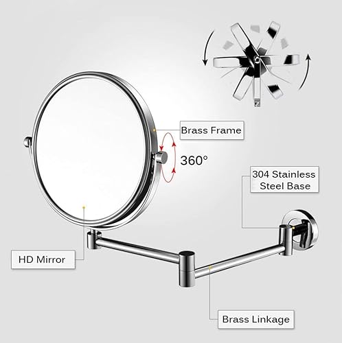 Miniatura 2 de Vanity Mirror 8 Inch Double Sided Wall Mount Makeup Mirror with 10X Magnification, Two-Sided 360Swivel Extendable Cosmetic Mirror Bathroom Shaving