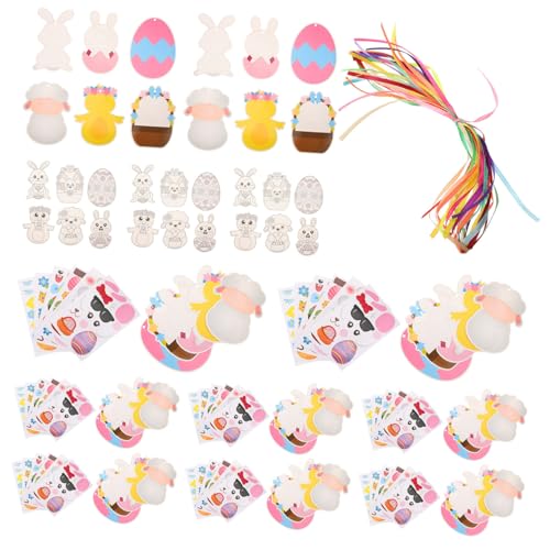 Cabilock 72pcs Easter Craft Kit DIY Scene Card Sticker Egg Decorations Safe for Boys and Girls