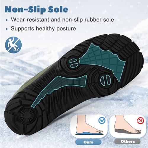 Image of Hike Winter Footwear Barefoot Boots Mens Womens, Waterproof Winter Snow Boots, Warm Ankle Booties, Wide Toe Barefoot Hiking Boots, Non-Slip Zero Drop Sole Hike Shoes for Hiking Walking Outdoor