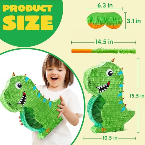 image for JOYIN Dinosaur Pinata with Plastic Bat and Paper Blindfold（15.5H X 1