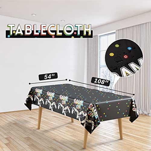 Decorlife Video Game Party Supplies Serves 16, Boys Birthday Party Decorations For Kids Includes 54” X 108” Tablecloth, Cups, Plates And Napkins Set #TOP2
