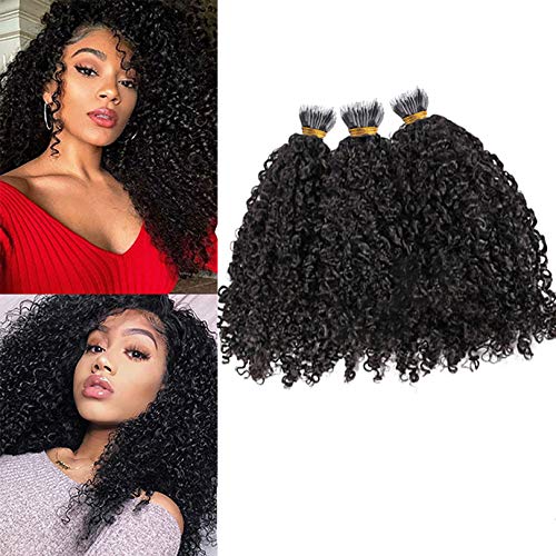 Curly Nano Ring Hair Extensions Machine Made Natural Color Remy Peruvian Hair Extensions For Women 1g/strand 8inch-26ich (8inch 100strands, Color #2)