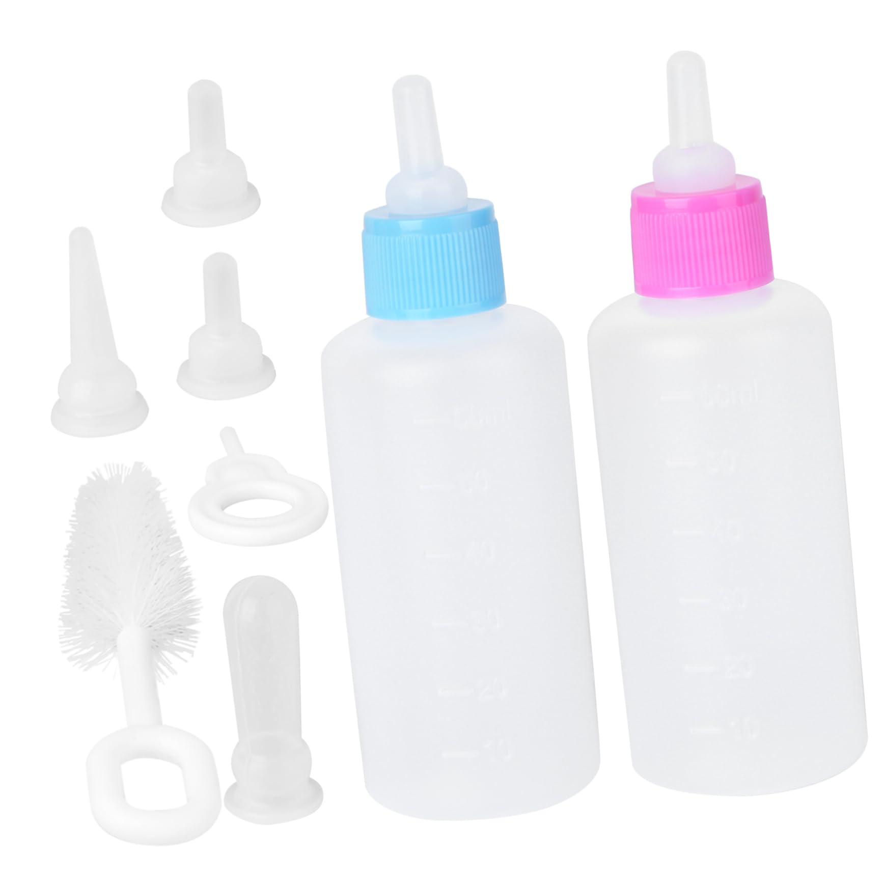 Parliky 2Sets Pet Nursing Feeding Bottle Pet Nurser Bottles for Kittens and Puppies Includes Professional Cleaning Brush Safe Material