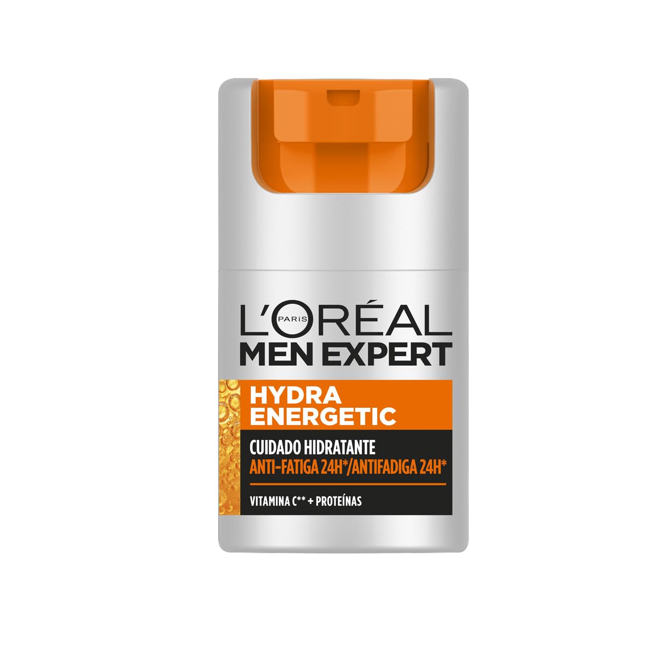 L'Oréal Men Expert Crema hidratante antifatiga para hombre, Crema Hydra Energetic para hombre con Vitamina C*, Combate la apariencia de ojeras e hidrata la piel - 50 ml