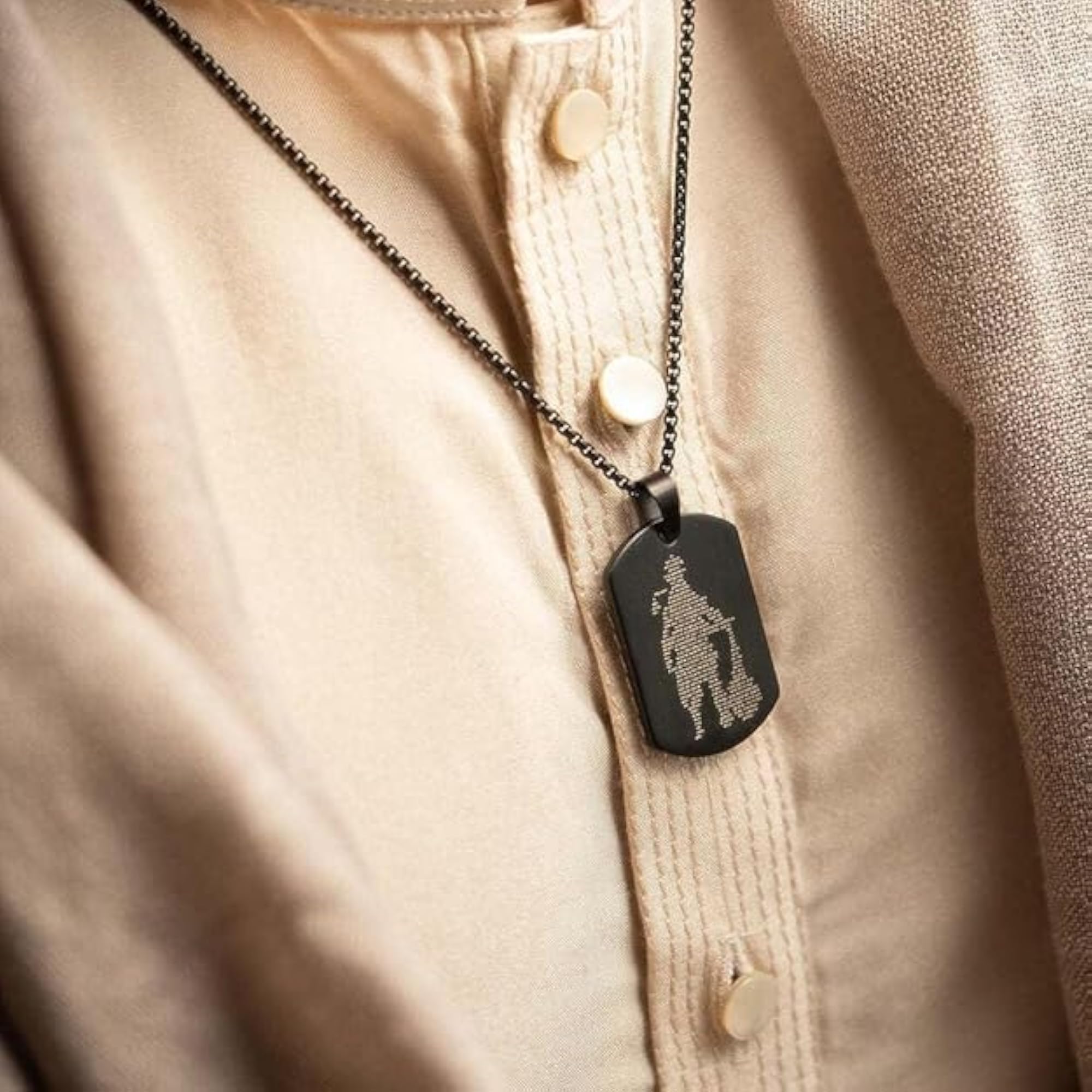 Square Bar Stainless Steel Silver Locket Pendant Necklace