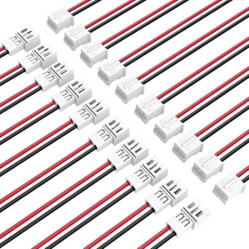 MOSWAG 10 Pairs JST 1.25 mm 2-Pin Micro Electronics Cables Male and Female Connector Plug Adapter
