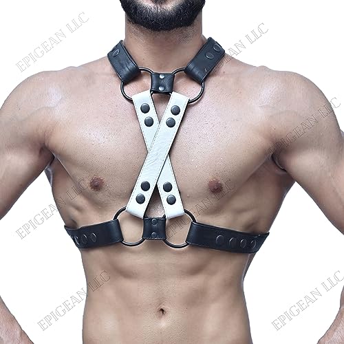 Men's Genuine Leather Harness Body Cross Style Chest Armour With Buckles Adjustable Button Belt4