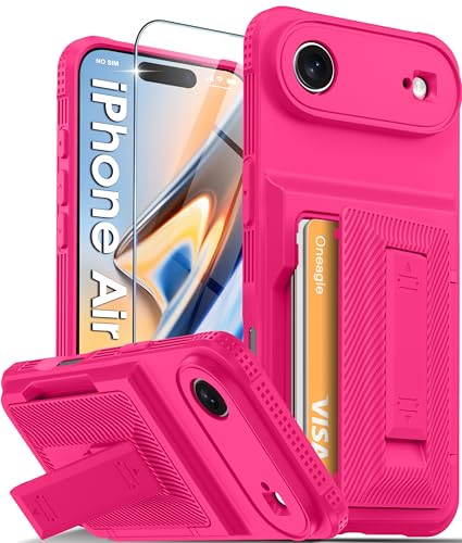 Oneagle Wallet for iPhone Air Case with Card Holder & Kickstand, Hot Pink