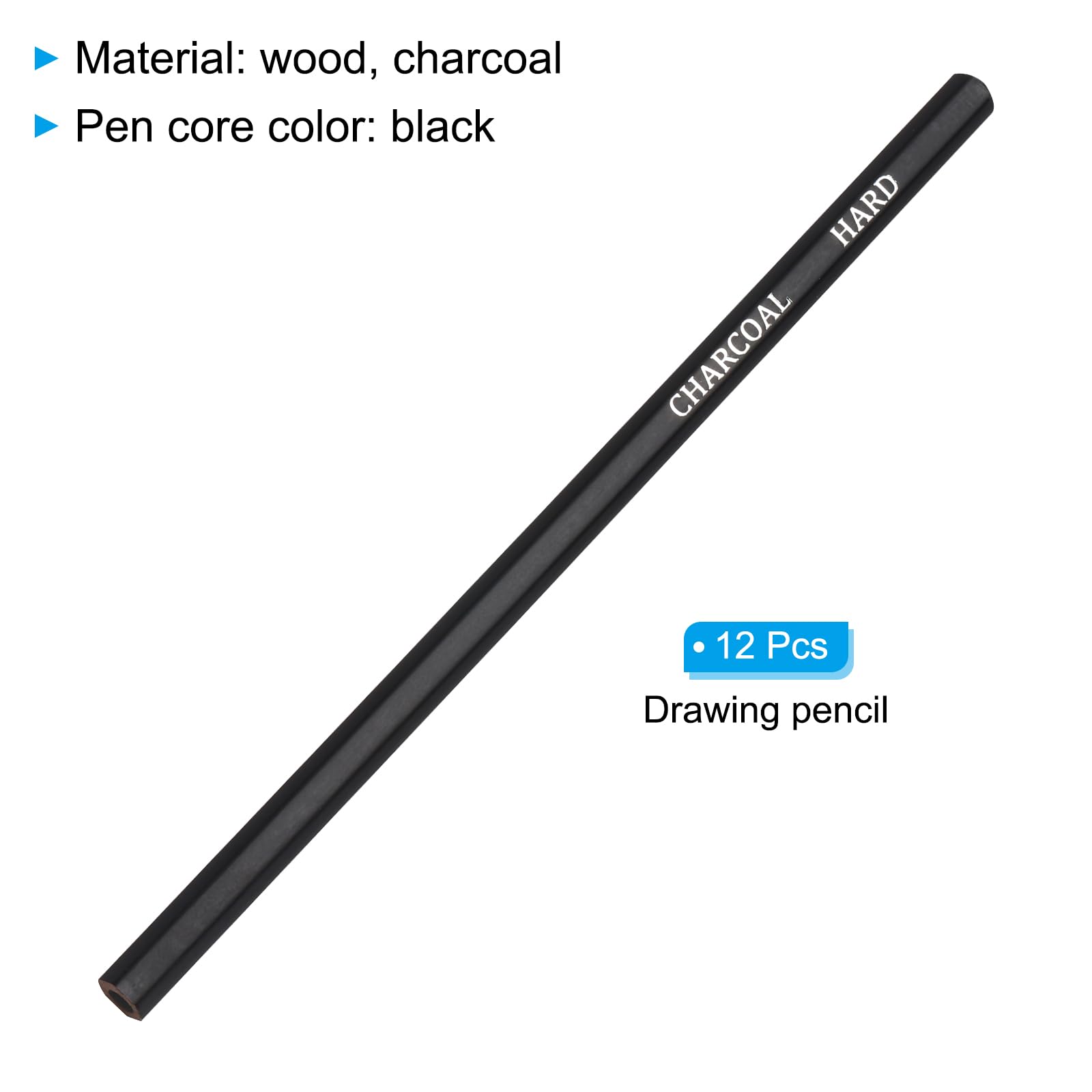 PATIKIL Charcoal Pencils for Drawing 12PCS Drawing Pencils for Sketching Pencils Art Pencils Charcoal Wood for Drawing Sketching Artists Charcoal Hard - Image 3