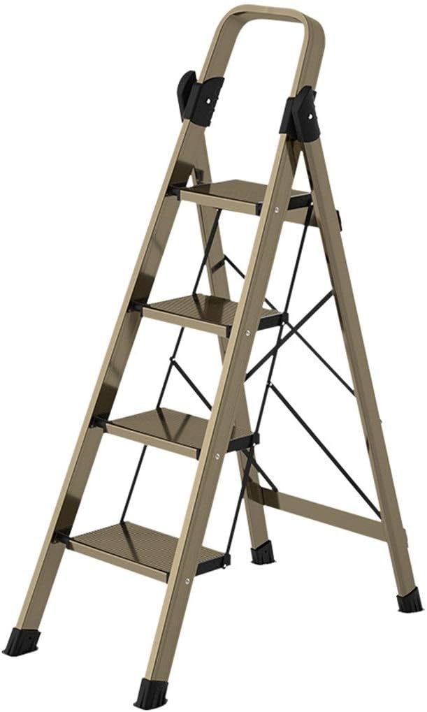 Step Stool Metal Four-Step Ladder, Thickening Alumialloy Stepladders Non-Slip Ladder Balcony Bedroom Ladder Household Ladder/45X78X136.5Cm
