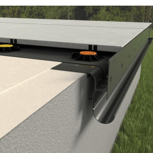 Renoplast® Perfil de Alero de Aluminio W30R+ 200cm Gris | Acabado de Terrazas y Balcones | Suelos Ventilados Elevados | Sistemas de Drenaje de Agua | Perfil Angular | Protección contra la Corrosión