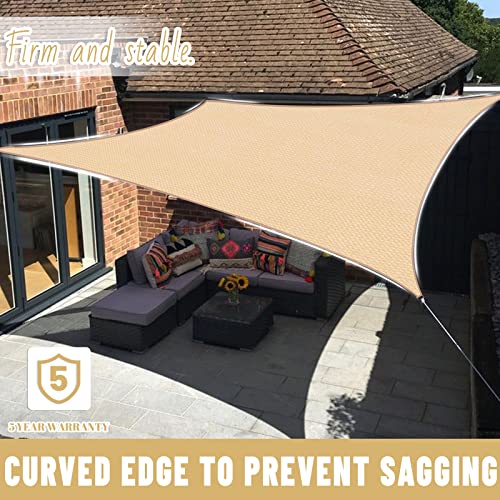 Love Story 12' X 16' Rectangle Sun Shade Sail Canopy Uv Block Sun Shade For Outdoor Patio Garden Backyard, Sand (We Make Custom Size) #TOP5