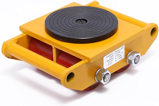 tonchean Machinery Skate Dolly 13,200 LBS/6T Machinery Mover 360  Rotation Machine Moving Skates with 4 Wheels and Steel Rollers Cap for Warehouse Industrial Moving Equipment Factory, Yellow
