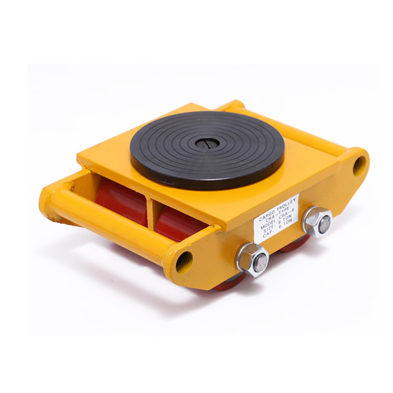 Machinery Skate Dolly 13,200 LBS/6T Machinery Mover 360° Rotation Machine Moving Skates with 4 Wheels and Steel Rollers Cap for Warehouse Industrial Moving Equipment Factory, Yellow