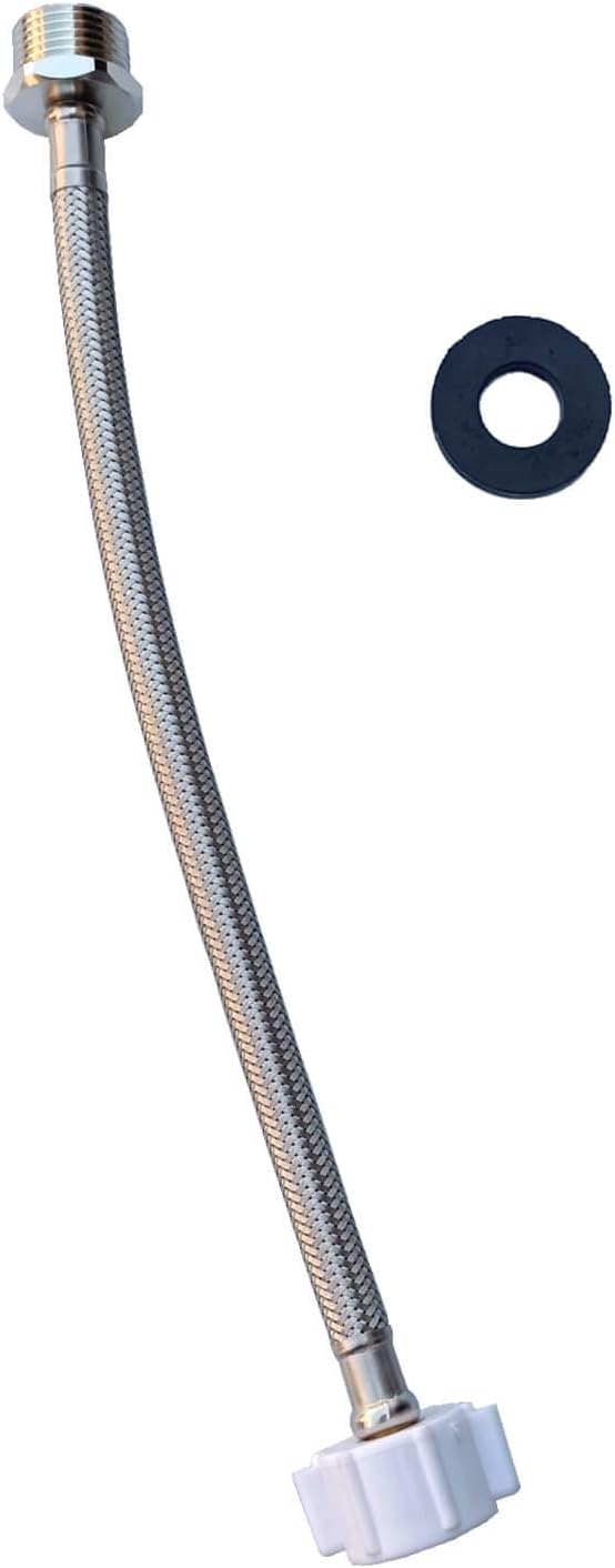 8" Toilet Connector Hose, Toilet Supply Hose Extension Compatible with TOTO Series Washlet Toilet 7/8 Female to 7/8 Male Prevent Leaking of Bidet Sprayer T Adapter Connection to Toilet Tank