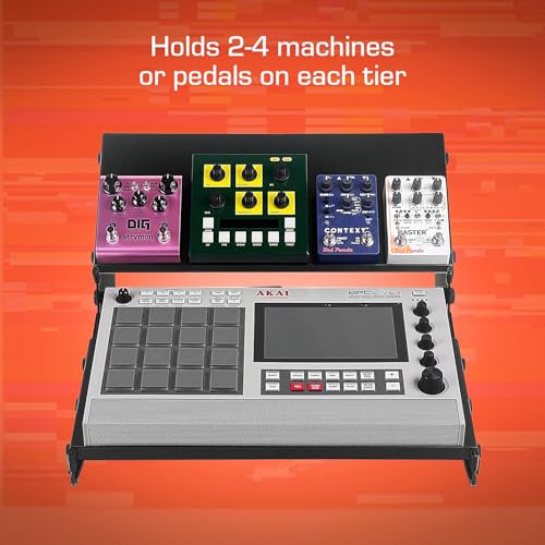 Image of XTS Duo-Flex Desktop Stand, 2 Tiers with Trays for FX Pedals / Synths / Samplers / Audio Interfaces / MIDI Controllers, Holds 2-4 Pedals or Machines on Each Tier, 17.7 inch Width, Fits MPC Live 3 / TR-8S / Digitakt & more