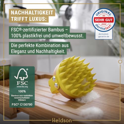 HELDSON Kopfhaut Massagebürste Bambus – Kopfmassage & Shampoo Bürste – Ansicht 4
