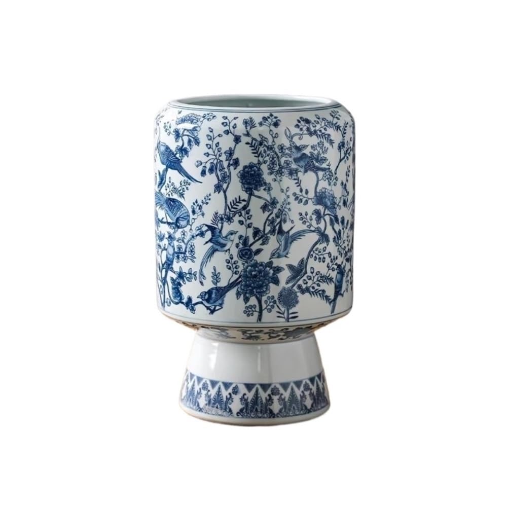 XBGfdySD Ceramic Blue and White Planter Chinoiserie Vase Plant Pot Indoor Porcelain Flower Pot with Drainage Hole(Small)