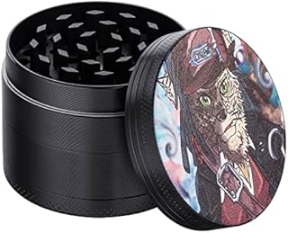 4 Layers Herb Grinder, LYSLEDA Zinc Alloy Spice Mill with Magnetic Top and Sifter for Dry Herb, 2 Inches/50mm(Black)