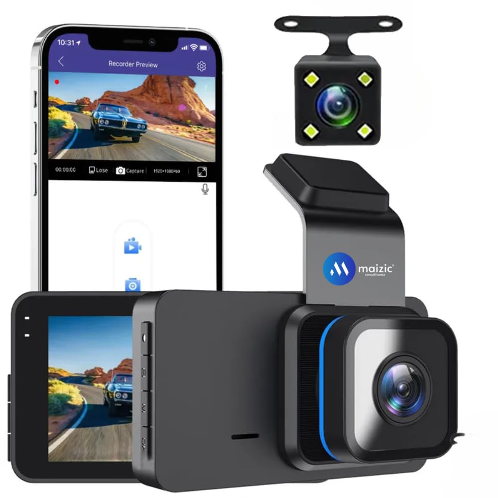 Maizic Smarthome Navic Duo 4K Car DashCam | 3.4" LCD | G-Sensor | Built-in Wi-Fi, GPS | Ultra Wide-Angle Lens | Night Vision | Dual Channel: 5MP UHD Front (170°), 1296P FHD Rear | “Viidure” App-image-48