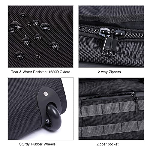 REDCAMP 140L Foldable Duffle Bag with Wheels and Backpack Straps, 1680D Oxford Extra Large rolled Duffel Bag backpack for Camping Travel Gear, Black