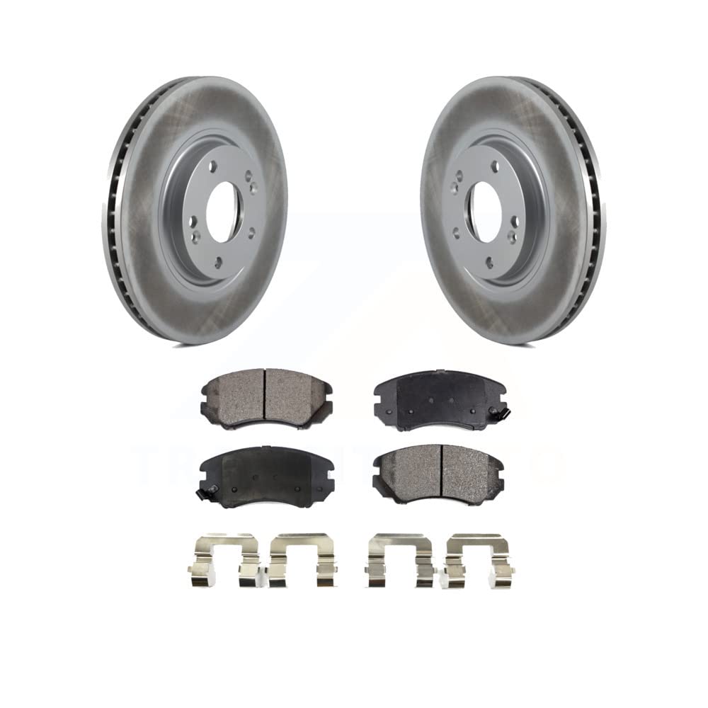 Transit Auto - Front Coated Disc Brake Rotors And Ceramic Pads Kit For Hyundai Azera Kia Amanti KGT-100312