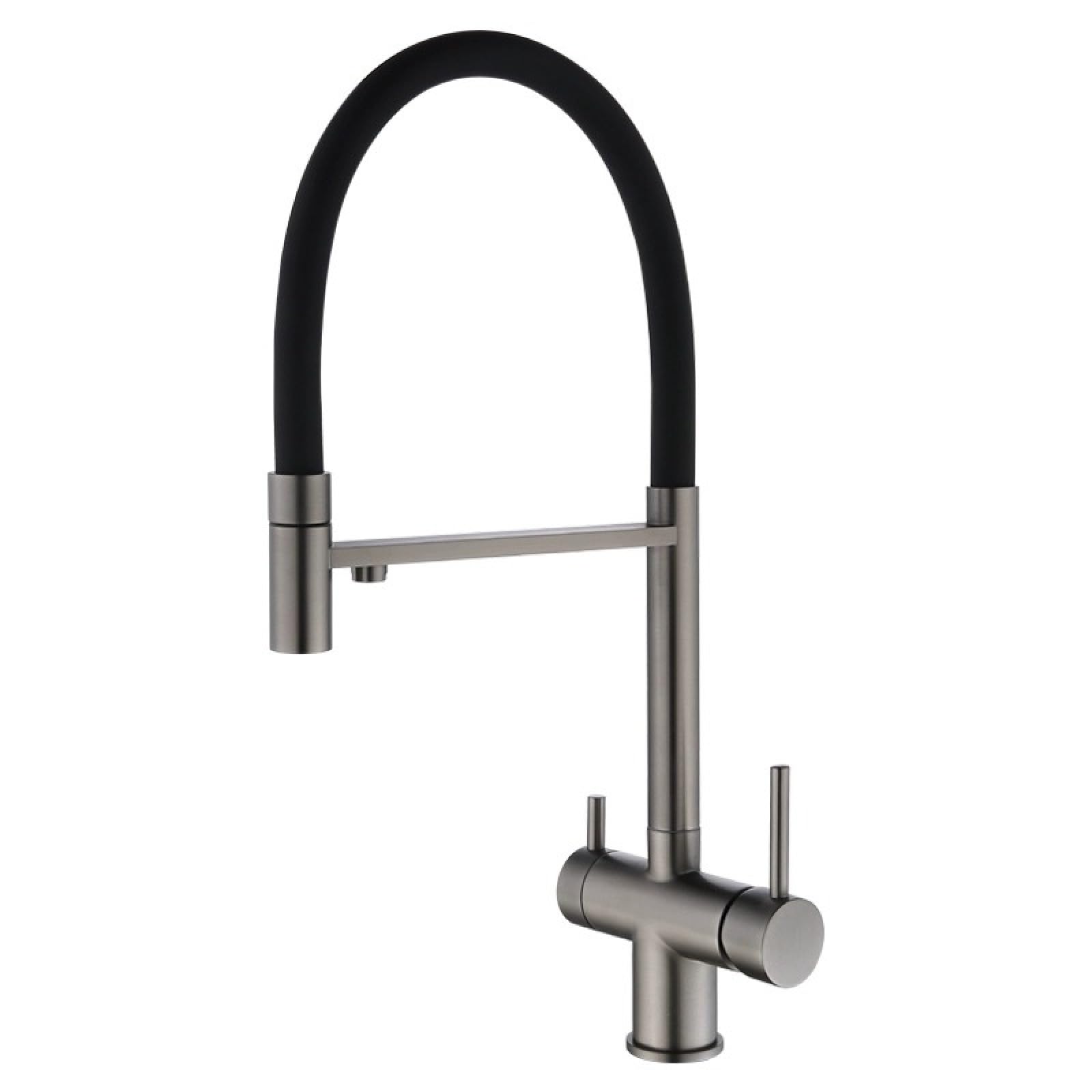 Fanjubei Bullet Ash 304 Stainless Steel Kitchen Pull-Out Hot And Cold Water Purification Faucet, Gunpowder Gray