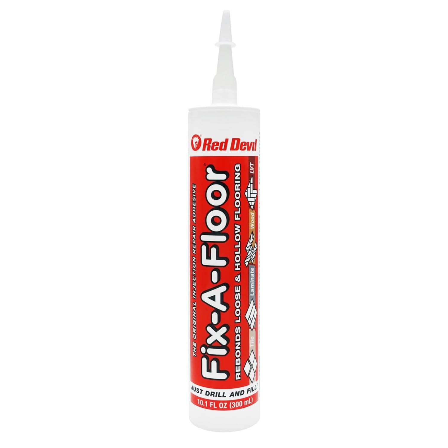 Fix-A-Floor Extra Strength Bonding Adhesive for Loose and Hollow Tiles, Wood, LVT & Laminate. Includes 2mm+ Customisable Patented Tip with Preservation Cap
