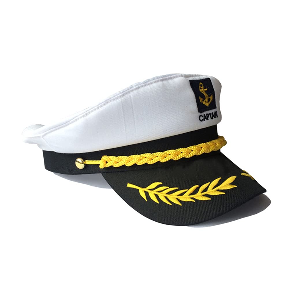 Proumhang Adult Navy Hat Adjustable Sailor Captains Cosplay Hat Halloween Yacht Boat Ship Sailor Navy Marine Role Play Party