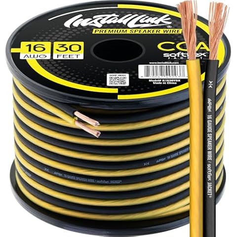 Install Link 16 AWG Gauge Speaker Wire Cable (30 Feet) Stereo, Car or Home Theater, CCA Cover