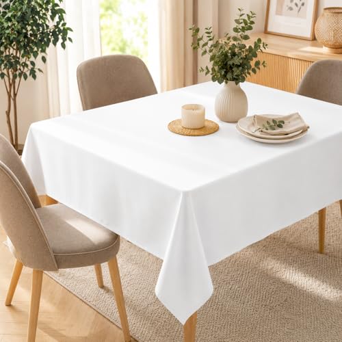 Cozy Home & Living Tischdecke Weiß 140x260 cm - Stilvolle Tischdecke für Alltag Gäste Restaurant Catering und Hotel Elegante Dekoration für Küche und Esszimmer