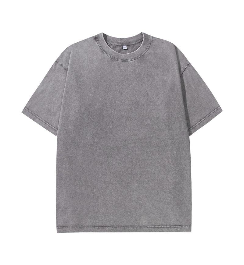 Image of Men's Oversized T-Shirts Cotton Unisex Short Sleeves Casual Loose Wash Solid Basic Tee Tops