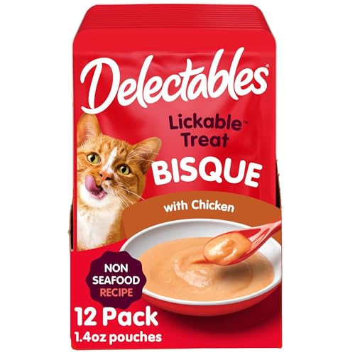 Hartz Delectables Non-Seafood Bisque Lickable We Cat Treats for Adults & Senior Cats, Chicken (Pack of 12)