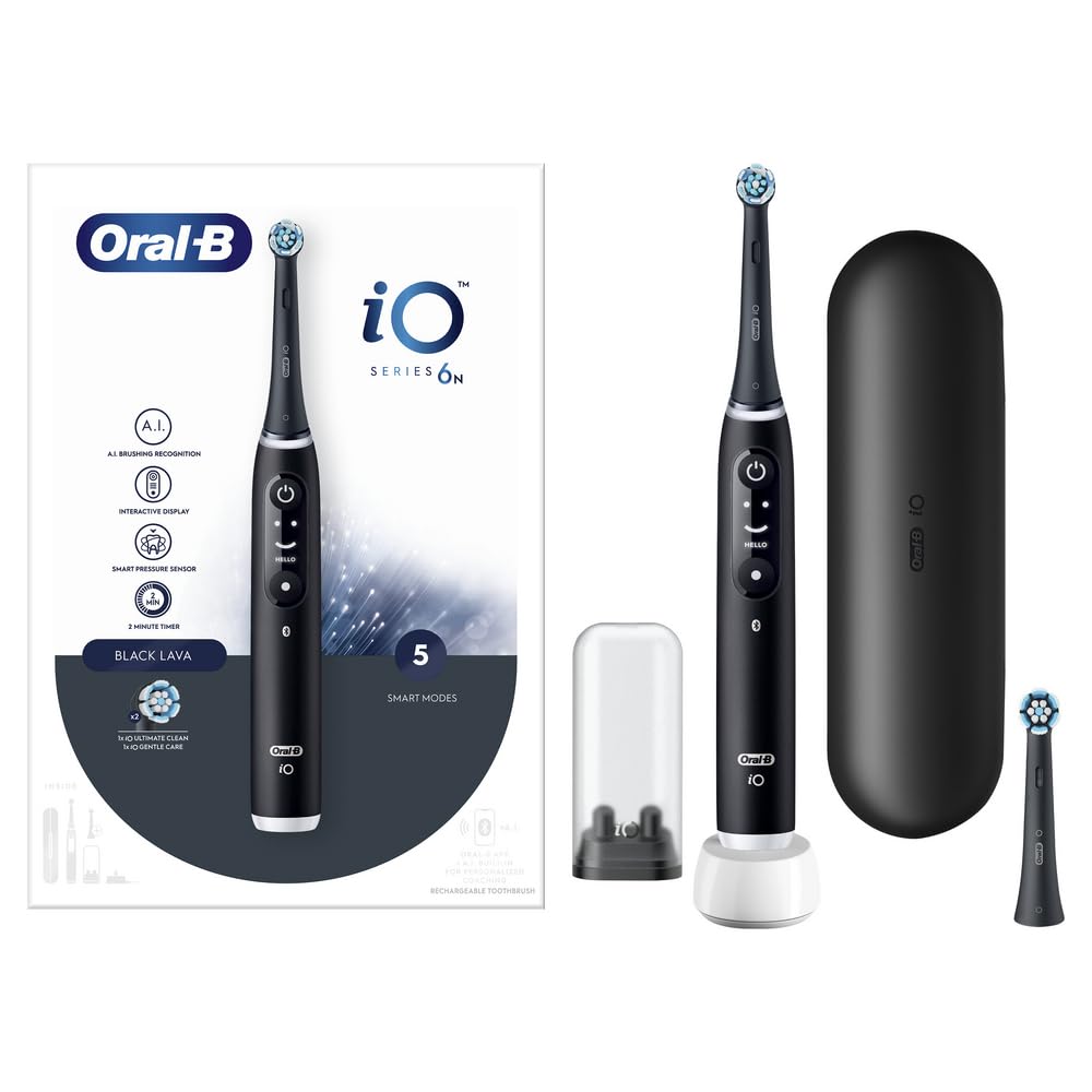 Oral-B iO 6N Elektrische Zahnbürste Schwarz mit Reiseetui