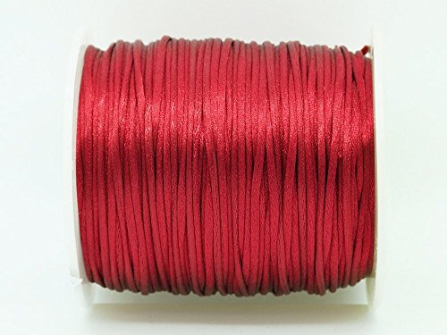 DARK RED 1mm Bugtail Satin Cord Shamballa Macrame Beading Nylon Kumihimo String (210ft Spool)