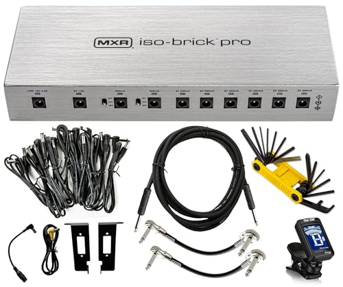 MXR M242 ISO-Brick PRO Guitar Effects Pedal Power Supply 10 Isolated DC Output 9V/12V/18V Dedicated Output for Power Supply Tonebird Cable Tool Tuner Patch Bundle