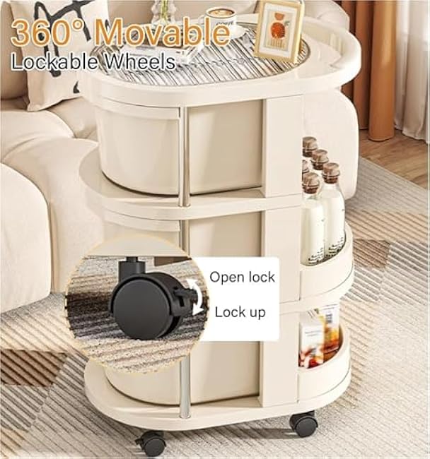 Multi-Layer Storage Cart Rolling Snack Cart Storage Rack with Wheels for Kitchen Bathroom Living Room Lightweight(3 Layer)-q0O1Xizv