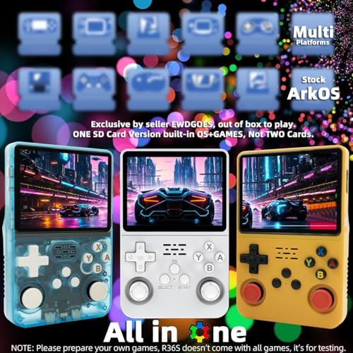 Image of R36S Retro Handheld Game Console With 64G 3.5 Inch IPS Screen Built-In 20000+ Classic Games Open Source Linux System Portable Pocket Video Player With 3200Mah Battery (Yellow)