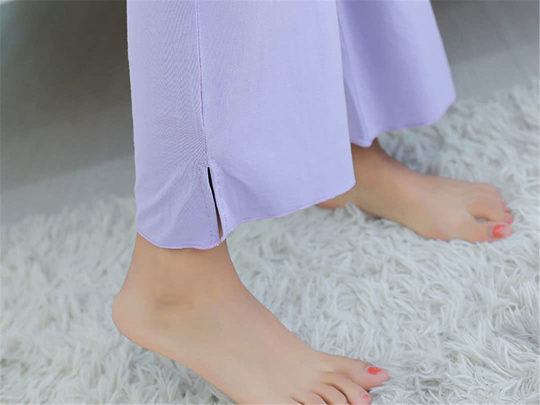 Conjunto de pijama de manga larga de algodón modal cómodo otoño e invierno para mujer, Negro, XXL