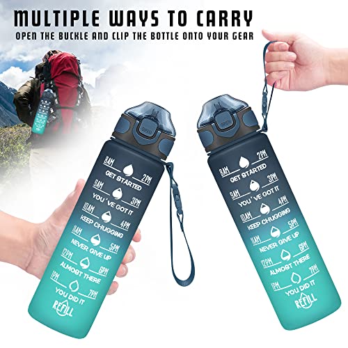 Image of Enerbone 32 oz Water Bottle with Times to Drink and Straw, Motivational Drinking Water Bottles with Carrying Strap, Leakproof BPA & Toxic Free, Ensure You Drink Enough Water for Fitness Gym Outdoor