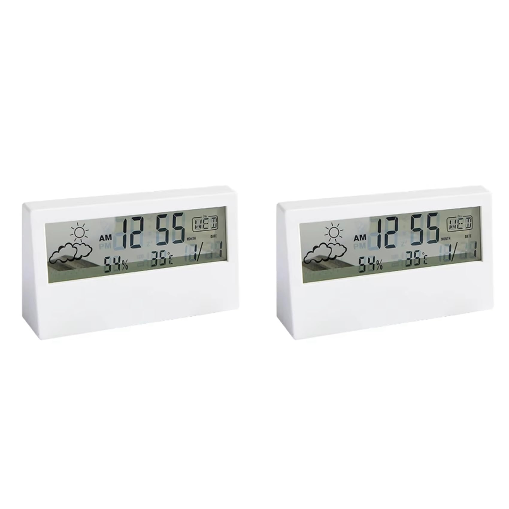 Vjsujehgy 2X LED Thermometer Thermo-Hygrometer Electronic Temperature Humidity Meter Weather Station with Alarm Clock