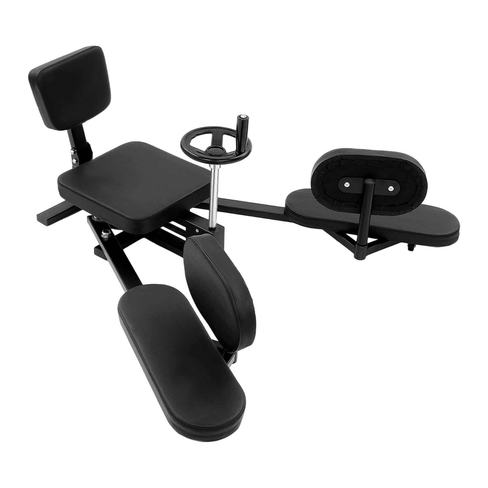 Esparcidor de piernas ajustable 0 – 210 ° – Entrenador profesional de estiramiento de piernas con cojín de poliuretano, cojín de asiento y ruedas para correr, hasta 100 kg de capacidad de carga para