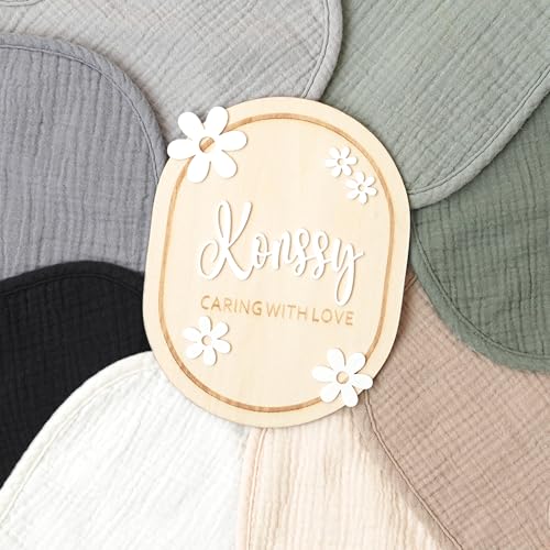 Image of Konssy Muslin Baby Bibs 8 Pack Baby Bandana Drool Bibs Cotton for Unisex Boys and Girls, Soft Absorbent Set for Teething and Drooling
